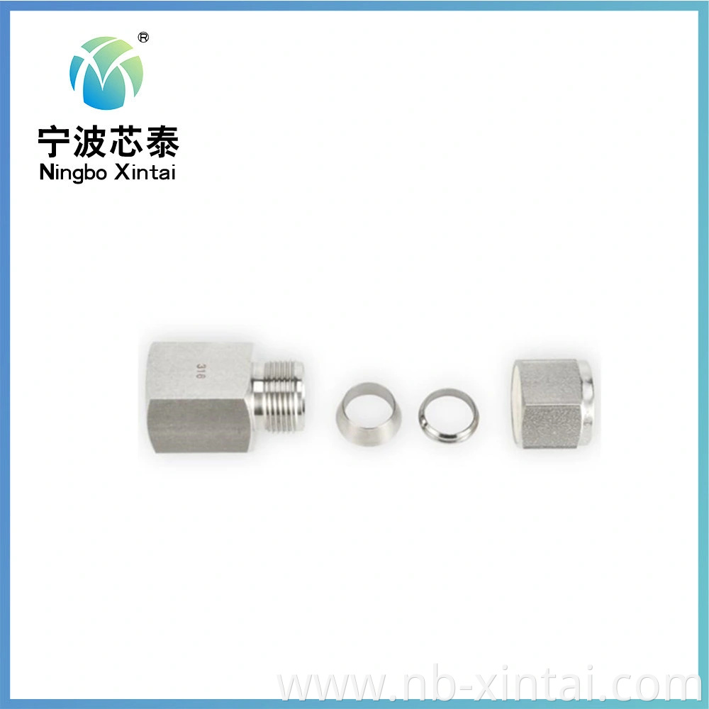 SS316 304 6000psi NPT Twin Ferrule Female Thread Straight Compression Instrumentation Tube Stainless Steel Fittings